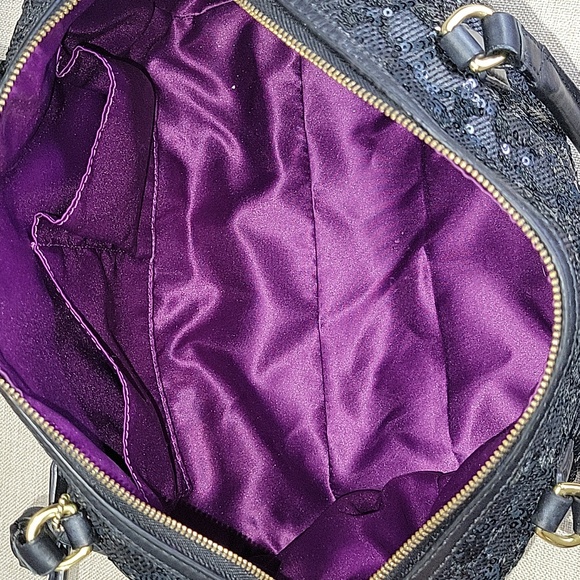 Coach Poppy Black Sequin Signature Satchel Crossbody Shoulder Bag 26438 - Picture 9 of 14